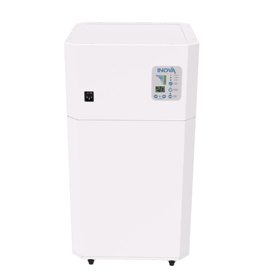 INOVA E300C, Medical Grade HEPA Commercial Air Purifier, White, Back, Panel